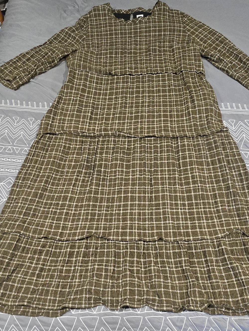 Poetry Plaid Tiered Maxi Dress Size 16